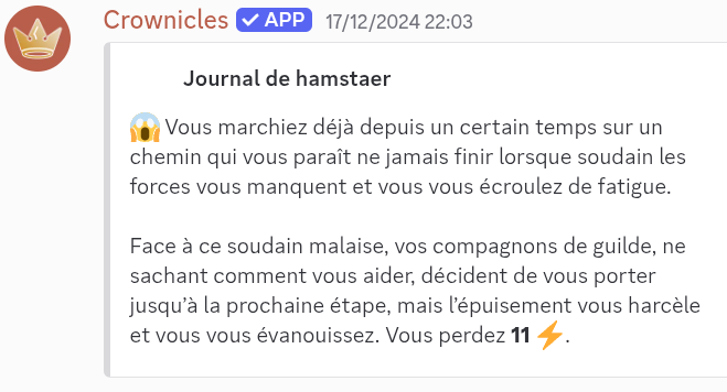 Perte d'énergie suite à un mini-évent sur l'ile