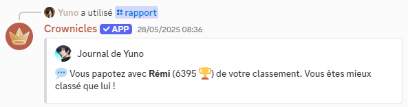 Un exemple d'interaction avec un autre joueur