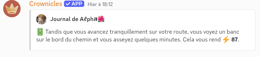 Récupération d'énergie suite à un mini-évenement