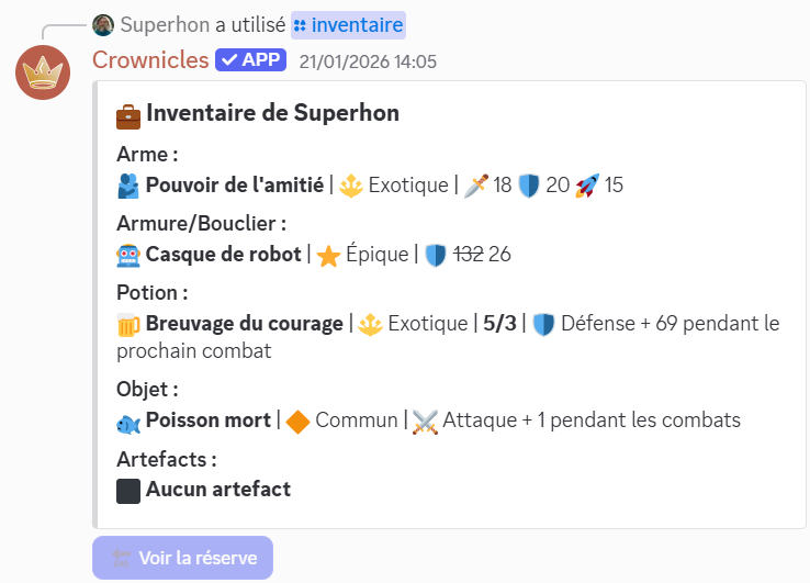Ce joueur ne dispose pas de suffisamment de défense pour utiliser la pleine puissance de son armure.