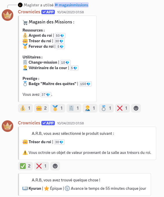 Un exemplaire du Kyuran acheté dans le magasin des missions.
