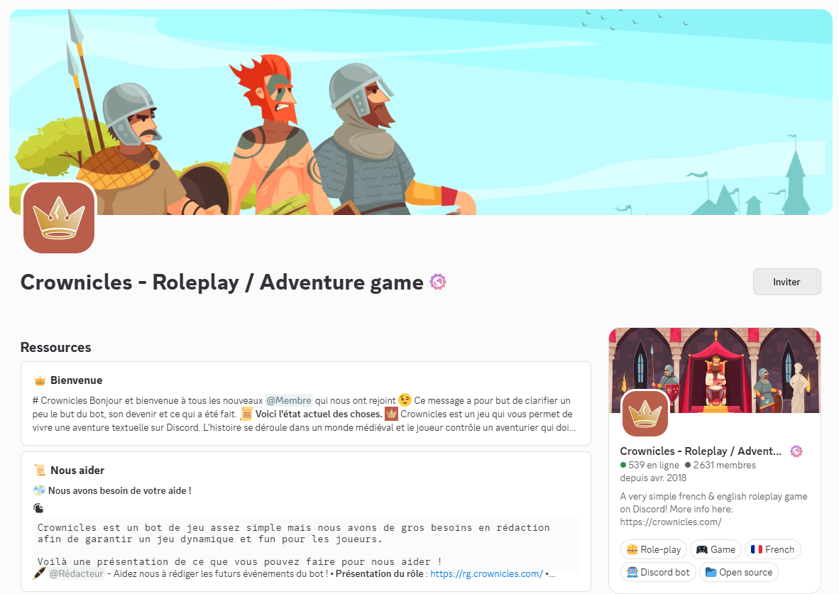 Le message de bienvenue que vous pouvez rencontrer